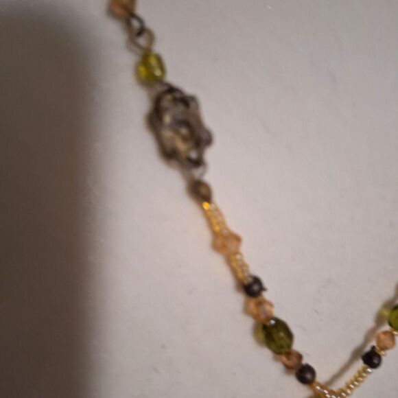 Amber Glass Women's Necklace Beaded Fairy Core Whimsical Boho Feminine - Picture 4 of 11